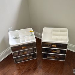 Two Bathroom / Makeup Table Storage Containers 