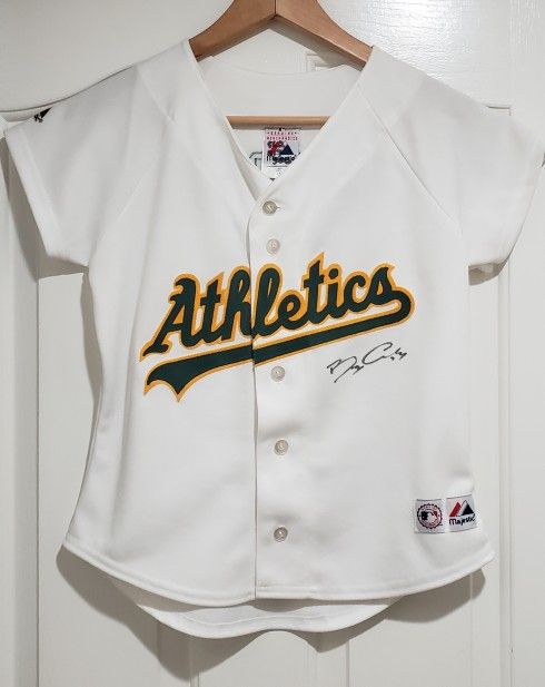 Oakland Athletics Bobby Crosby AUTOGRAPH Youth Size Medium MLB Majestic Baseball Jersey Authentic