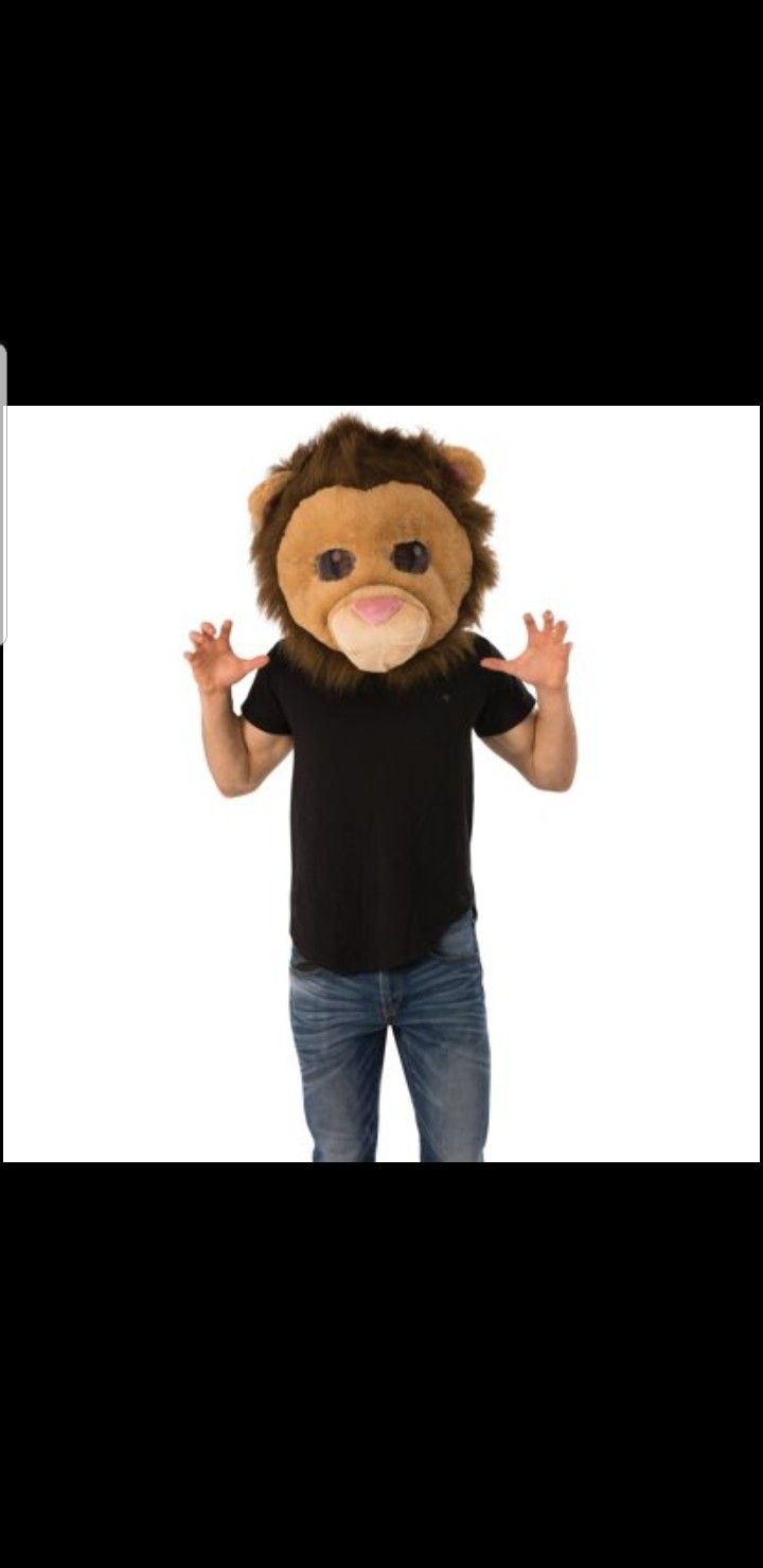 Fuzzy Lion Mascot Head Halloween Costume Accessory