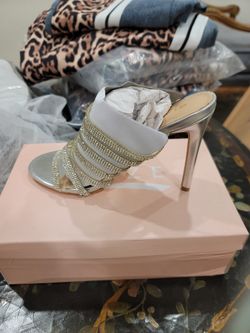 Silver Rhinestone Heels New Size 81/2 