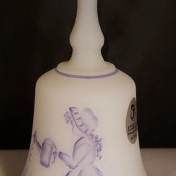 Beautiful Vintage Fenton Handpainted Girl Glass Bell, Signed 