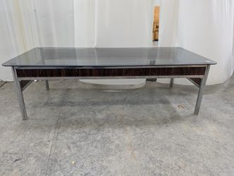 Rectangular Smoked Glass Coffee Table with Metal Legs