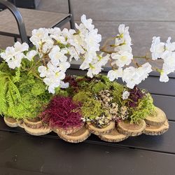 Handmade Moss Centerpiece | Natural Wood Decor