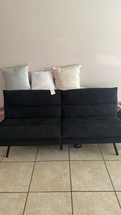 Black Fabric Futon Couch – $150 OBO