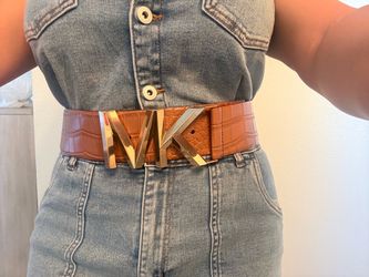 Michael Kors Wide Belt Tan Croc Embossed
