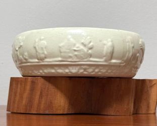 Antique Embossed Glazed Ceramic Pottery Pot Bowl Dish Cachepot Jardiniere Planter