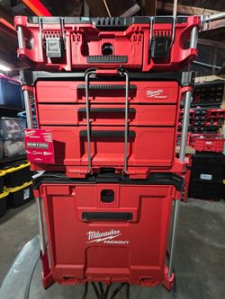 Milwaukee Packout Drawer Stack; Rolling Drawer ToolBox, 3-Drawer ToolBox, 22" Medium ToolBox