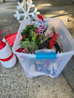 Box of christmas decorations
