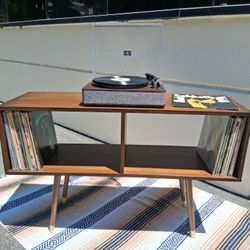 * NEW * hand crafted MCM vinyl record cabinet stand shelf console turntable mid century modern