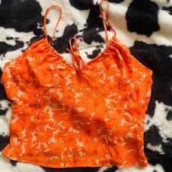 Orange Flower Patterned Shirt Size XL Brand SiennaSky