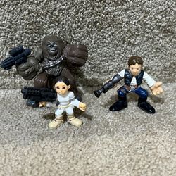 Star Wars Galactic Heroes Playskool Hans Solo Princess Leia Chewbacca lot of 3