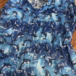 Women’s Scrub Top Small Dolphins 