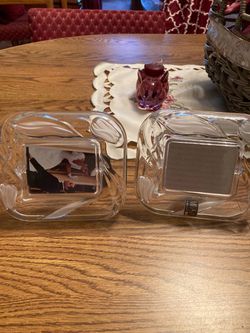 Two Frosted Vintage Tulip Mikasa picture frames 2-1/2x3