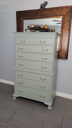 BEAUTIFUL TALL SOLID WOOD SAGE GREEN DRESSER