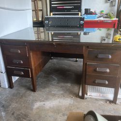 Large Solid Wood Antique Executive Desk