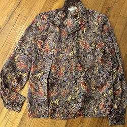 Multi Colored Paisley Women's Blouse Size 6 
