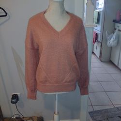 Peach Fuzzy Warm Sweater 
