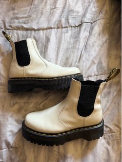 Dr Martens Chelsea Platform Boot - White and Black