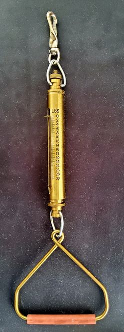 $10 Vintage Brass Hanging Scale, Chatillon NY USA, 30 lb - 15 Kg Capacity