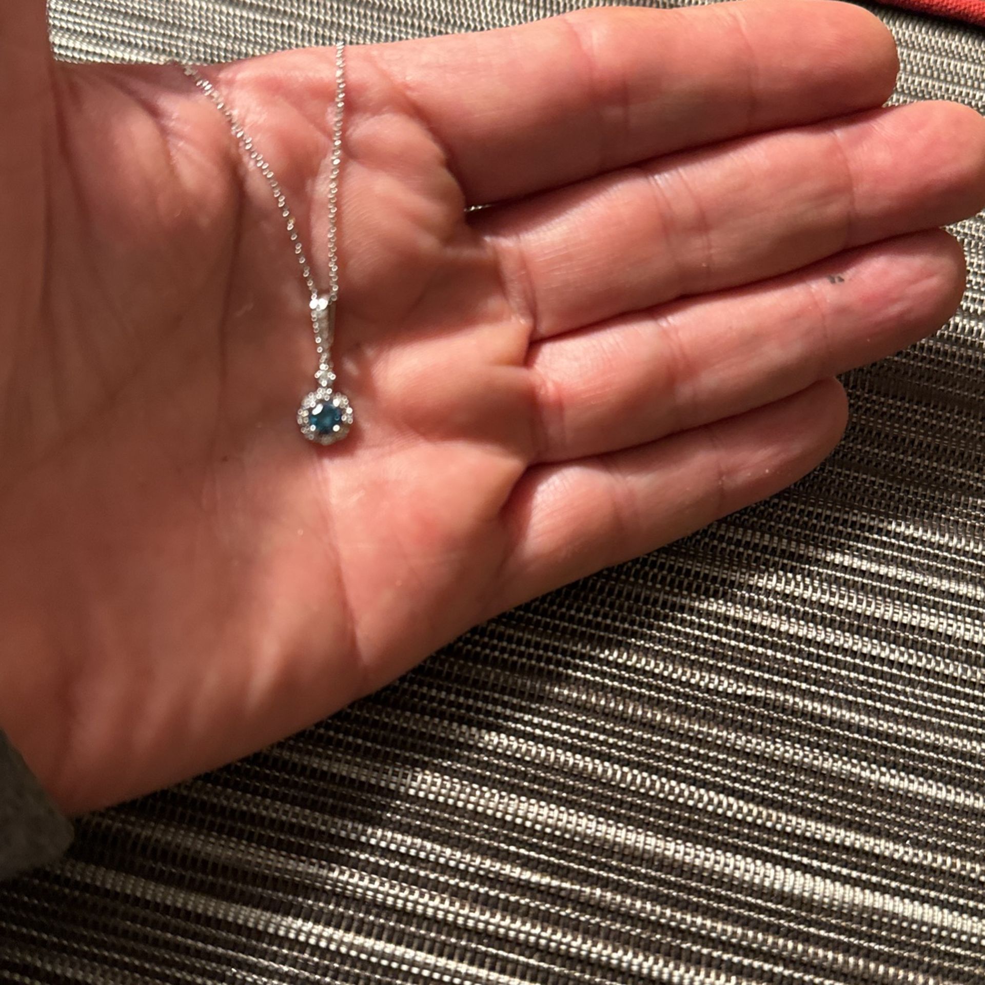 White Gold Blue Diamond Pendant