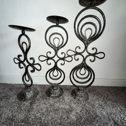 Candle Holders Set Of 3 Metal 