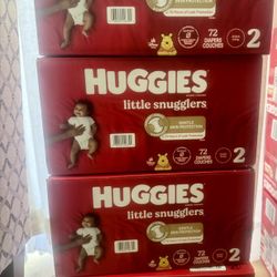 $20 x4 BRAND NEW BOXES OF SIZE 2 HUGGIES LITTLE  SNUGGLERS DIAPERS  72 PER BOX - There are 288 Diapers Total 