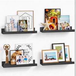 Forbena Black Picture Ledge Shelf, Floating Shelves with Lip for Wall, Small Wall Shelves for Bathroom Bedroom Kitchen Office Living Room Books, Art P
