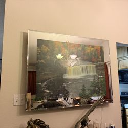 Waterfall with mirror frame