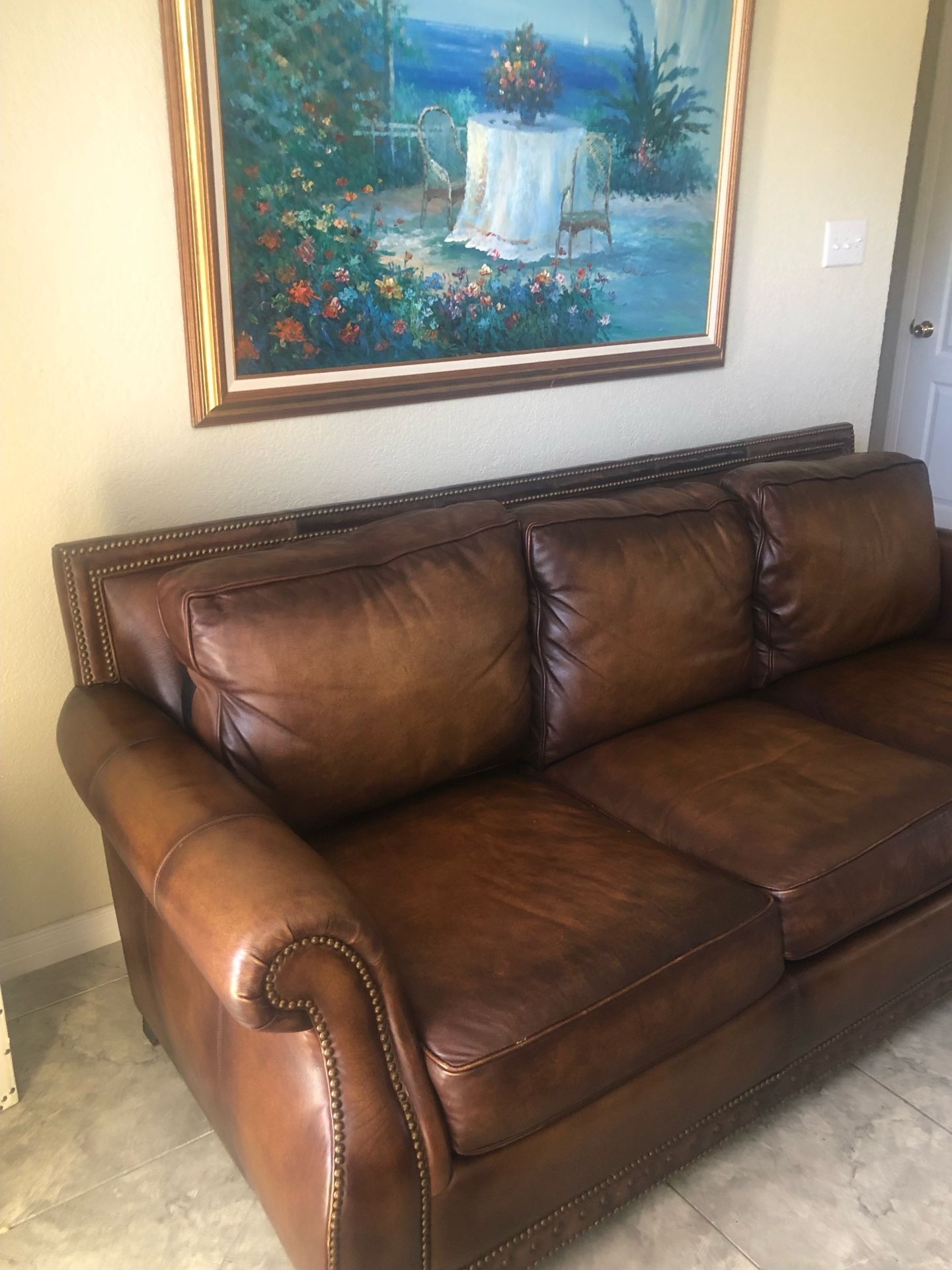 Thomasville Leather Sofa Baci Living Room