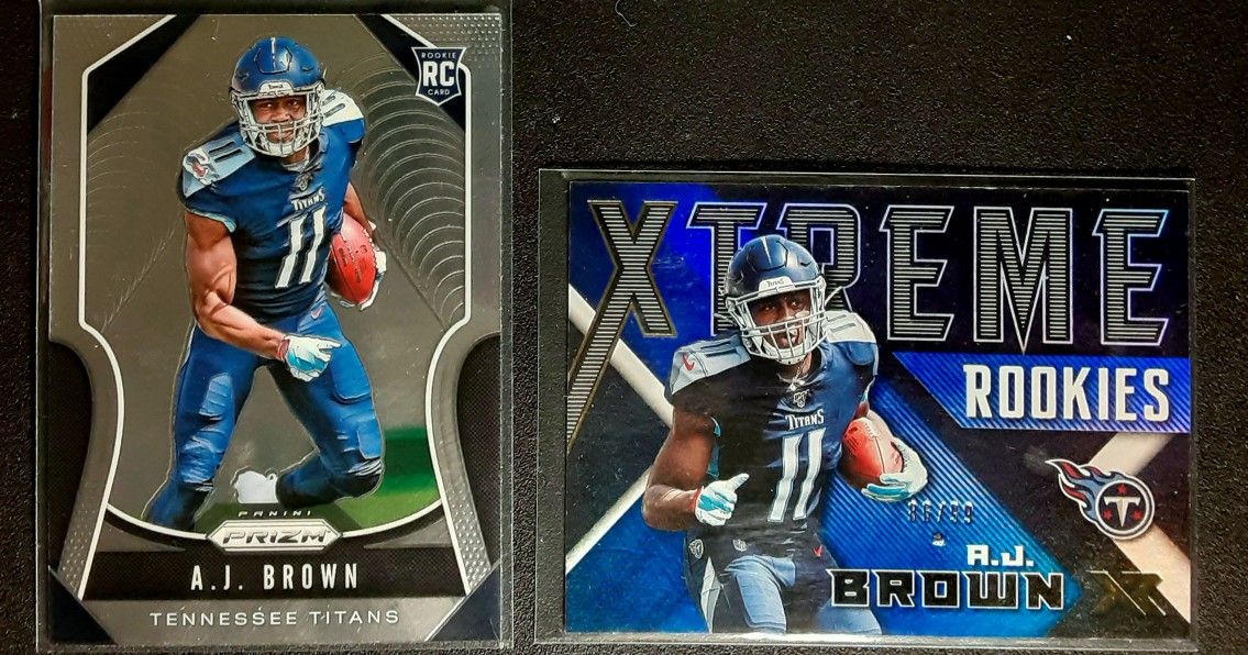 A.J. BROWN ROOKIE LOT OF 2! PANINI Xr XTREME ROOKIES /99 PANINI PRIZM TENNESSEE TITANS