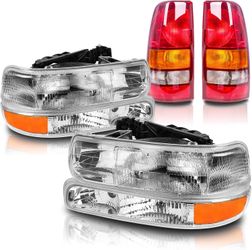 Headlights + Tail lights Assembly OE -Style Compatible with 1999 2000 2001 2002 Chevy Silverado 1500 2500