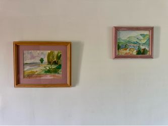 Pair of custom Framed Watercolor Landscape Paintings