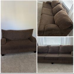 2 piece matching brown couch sofa and love