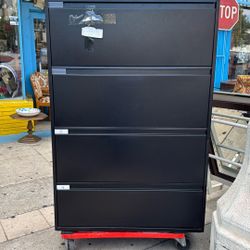 ULINE LATERAL FILE CABINET BLACK  36” Wide X18” Wide X55” Height