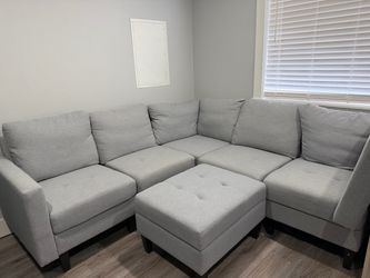 Zahra 6-piece Fabric Sofa Sectional with Storage Ottoman by Christopher Knight Home