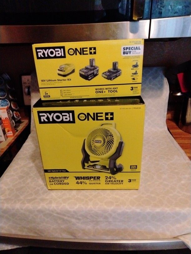 Ryobi Fan And Battery Kit 
