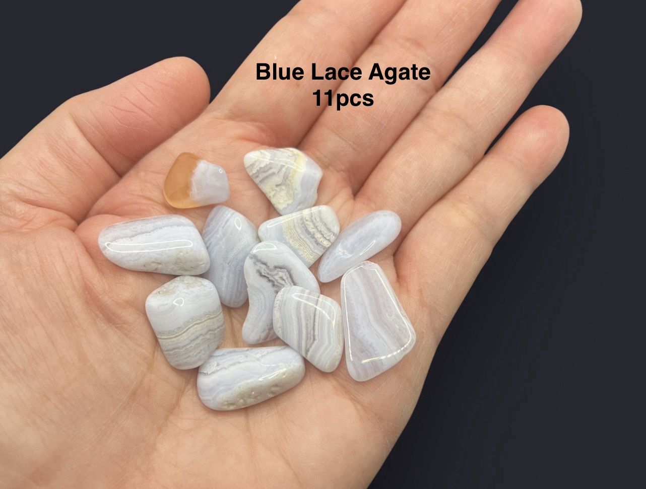 Blue Lace Agate Genuine Stones 11pcs 18g Total RARE