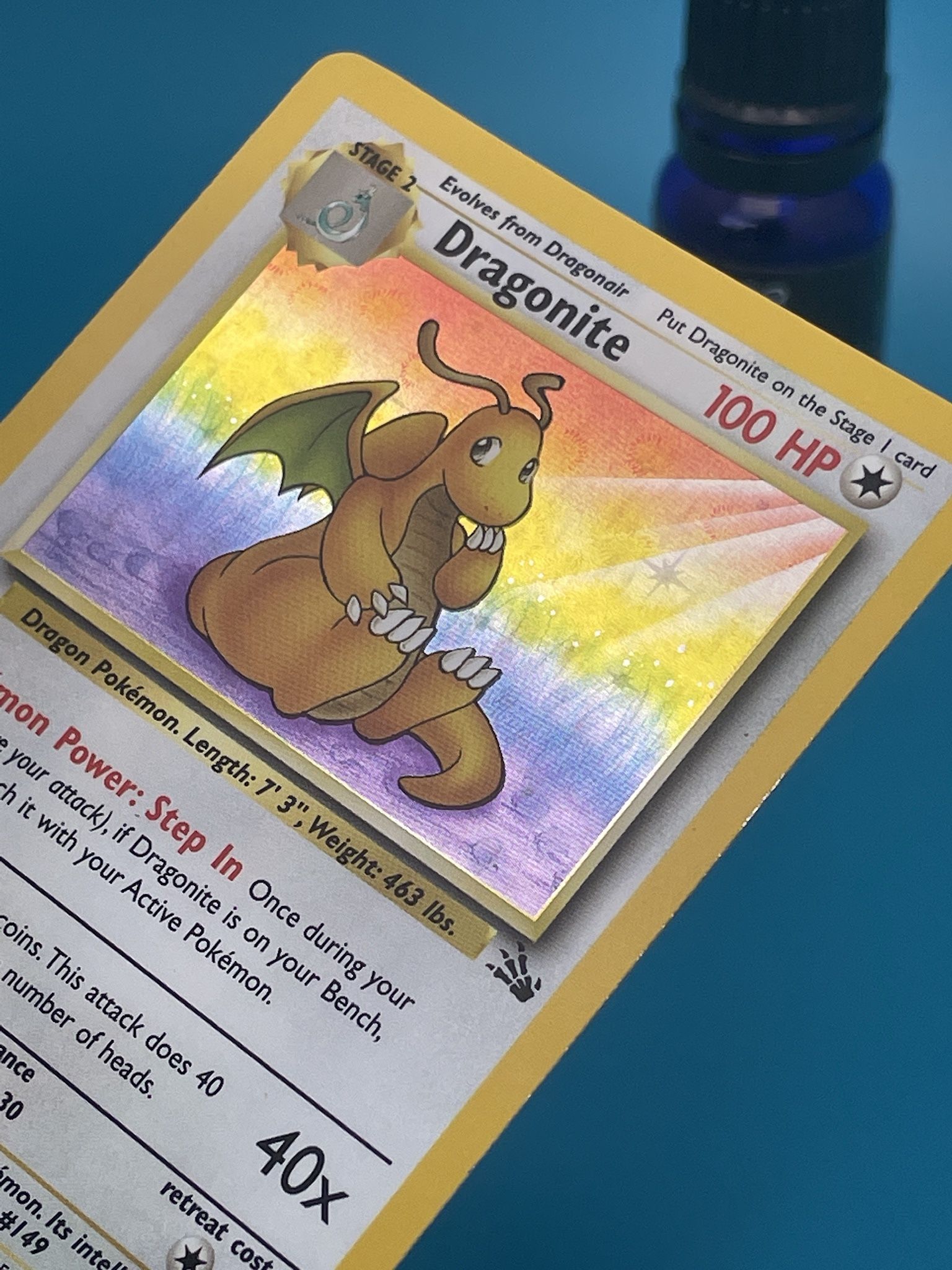 1995 dragonite pokemon card Dragonite Pokemon Card Holographic Credit Card Holographic Credit Card Skin  – Anime Town Creations main image 1
