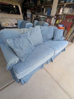Jean couch and 2 recliners for sale