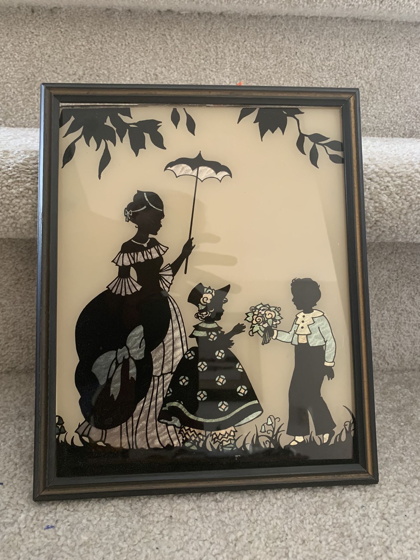 1930’s Butterfly Win gs Effe cts Silhouette  Reverse Painting On Glass By Reliance  