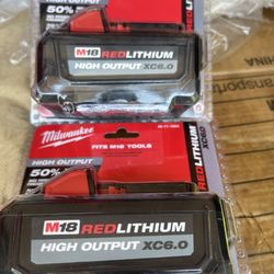 Milwaukee M18 18-Volt Lithium-lon High Output Battery Pack 6.0Ah $90 Each One Firm 