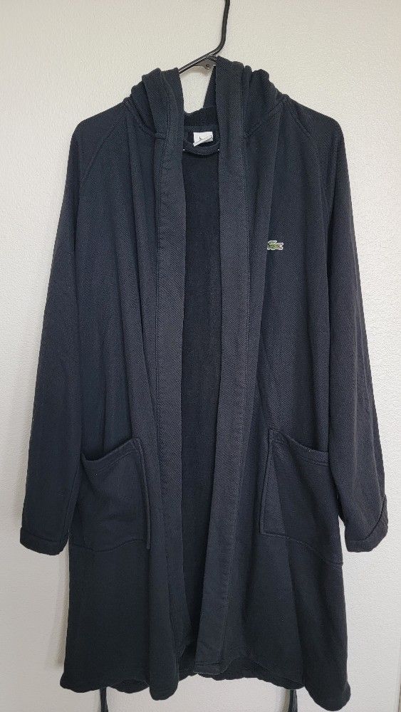 Lacoste Hooded Black Robe – Men’s Size Large – Lounge/Comfort Wear