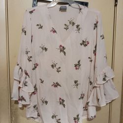 Pink FLOWERED Blouse Med For $12