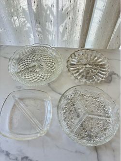 Four Vintage Glass Serving Dishes