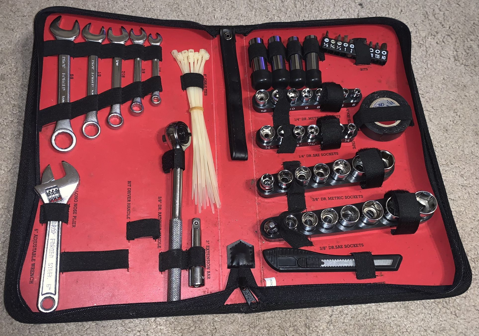 Ratchet 3/8” Drive Metric & Standard Pliers Socket Set On The Go Pack
