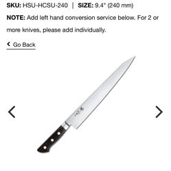 Very sharp sushi knives, sold at half price, for those who need them