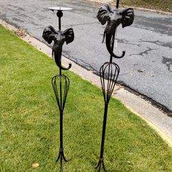 Iron Elephant Candle Holders set of 2
Great shape. Normal wear. 48" tall and 42" tall. Located in Montgomery village MD 