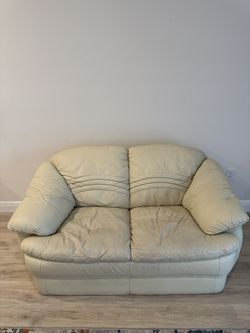 Leather sofa and armchair
