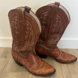 Vintage Panhandle Slim Cowboy Western Leather Lizard Skin Boots Men's