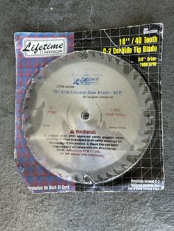 Lifetime Carbide 10 Inch Circular Saw Blade New In Package